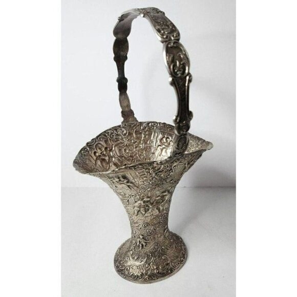 ANTIQUE 19th Century Victorian Era Barbour Silver Plate Brides Basket Ornate 12"